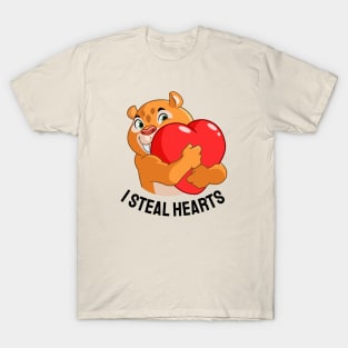 I steal hearts, friendly sabertooth tiger with qoute T-Shirt